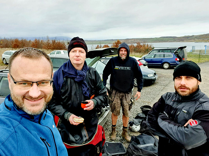 Speleoaquanauti zprava: Rafal, DrKozel, Pepé Kanta, Marek Švejda selfie (c) Marek Švejda 2020